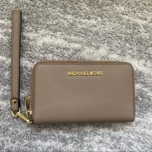 Michael Kors Beige Taupe Wristlet Wallet